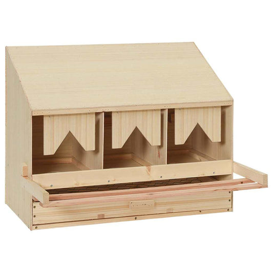 170653 vidaXL Chicken Laying Nest 3 Compartments 72x33x54 cm Solid Pine Wood