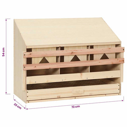 Chicken Laying Nest 3 Compartments 72x33x54 cm Solid Pine Wood