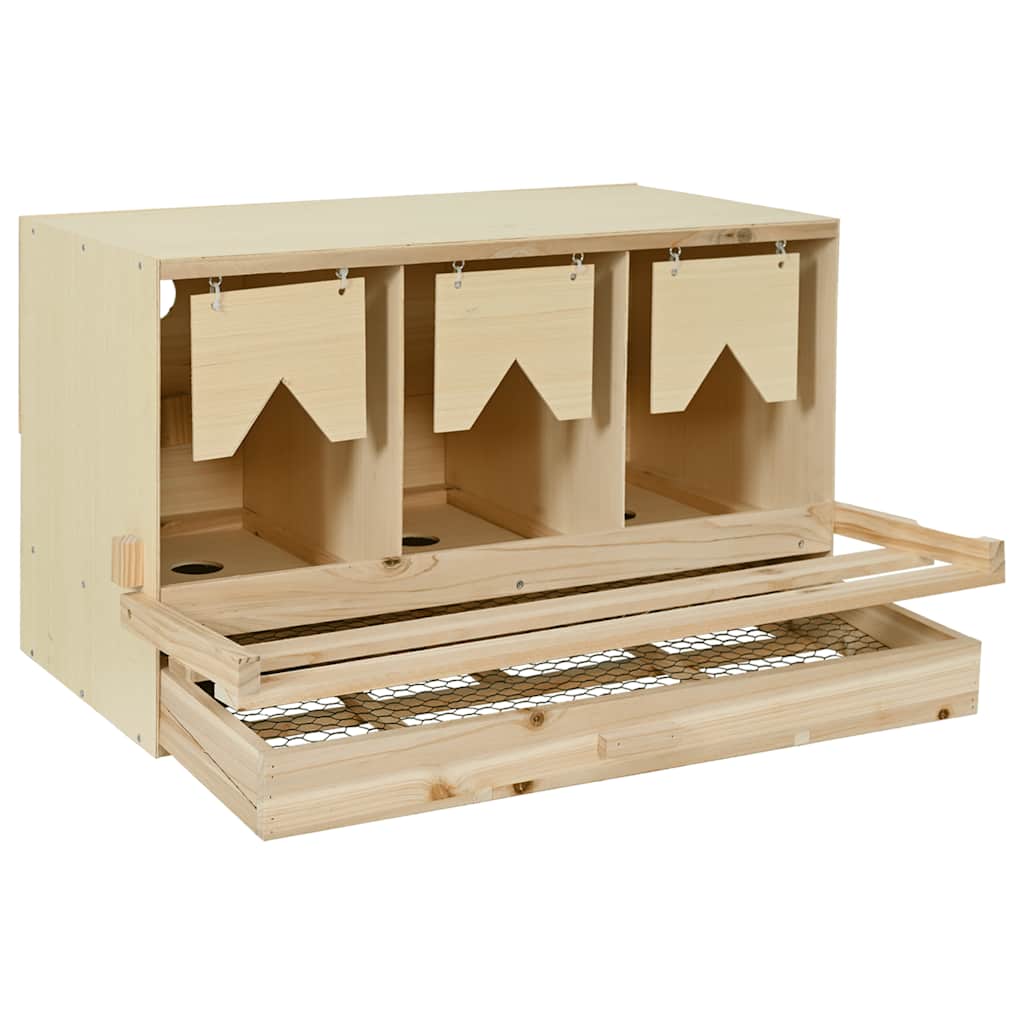 Chicken Laying Nest 3 Compartments 96x40x45 cm Solid Pine Wood