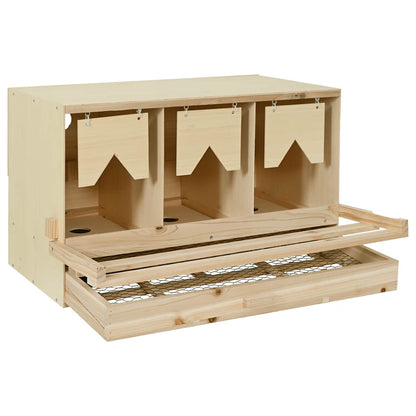 Chicken Laying Nest 3 Compartments 96x40x45 cm Solid Pine Wood