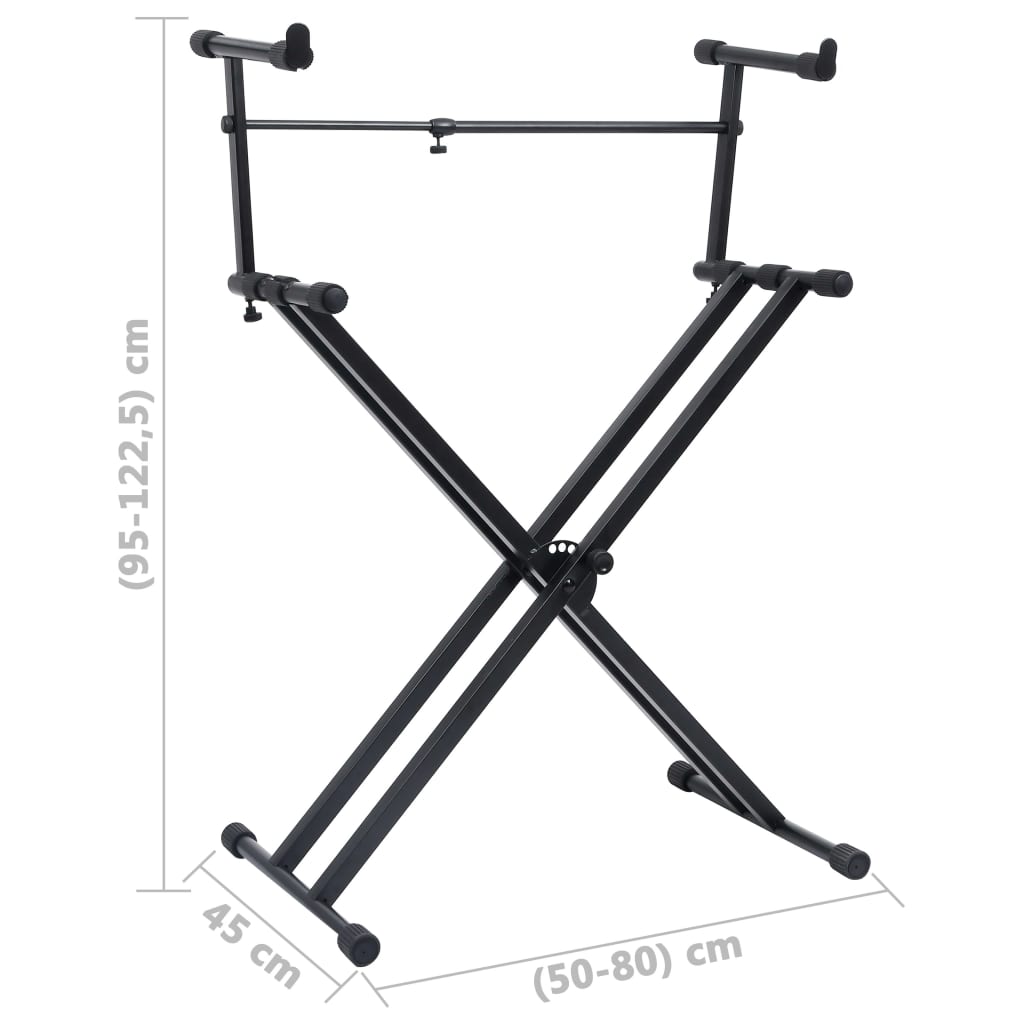 Double Braced Keyboard Stand X-Frame Black
