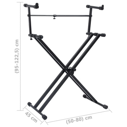 Double Braced Keyboard Stand X-Frame Black