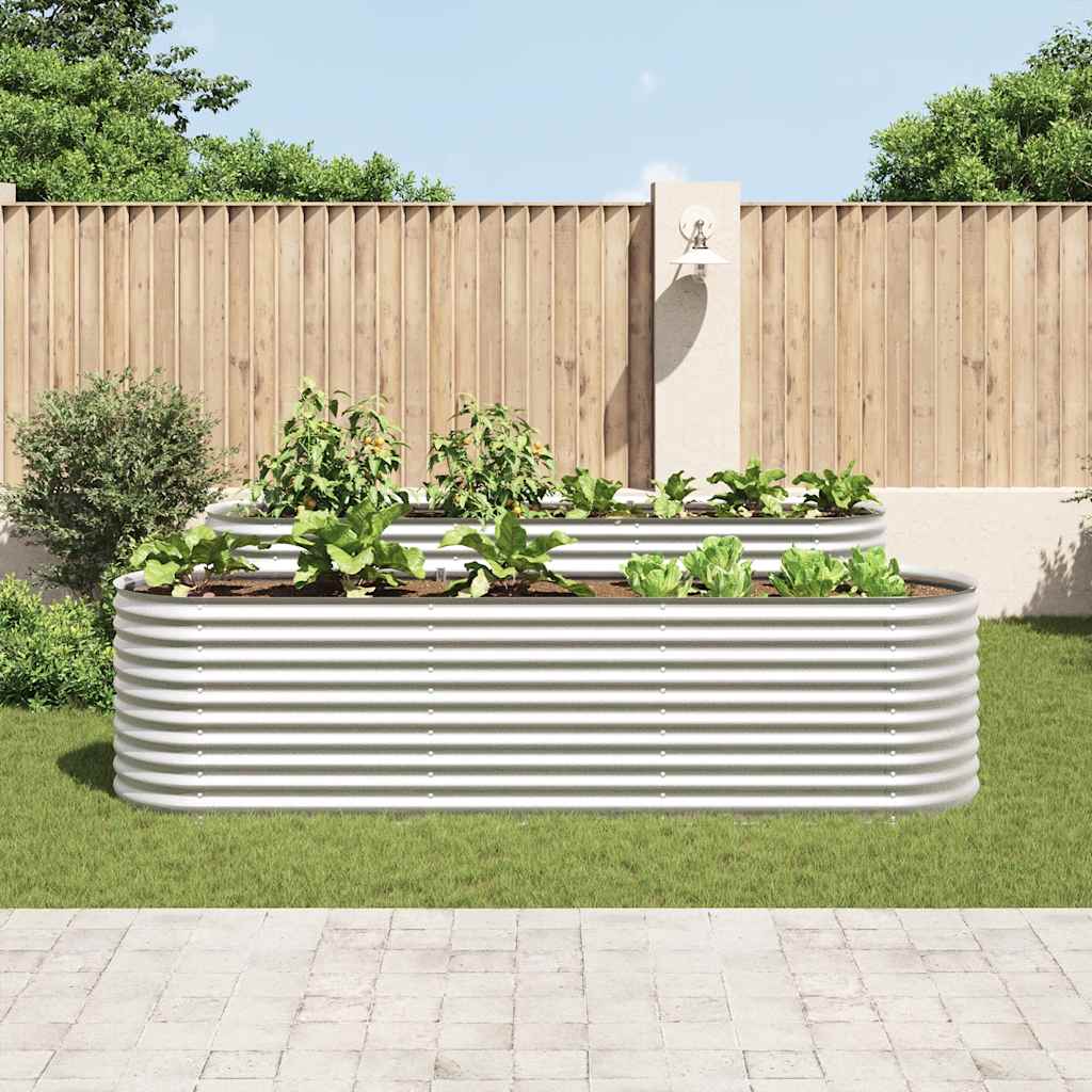 Garden Raised Bed | Silver | Galvanised Steel | 320 x 80 x 81 cm
