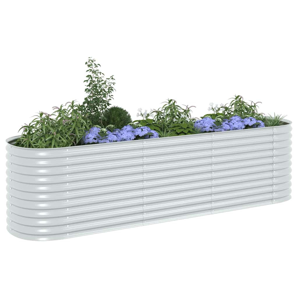 Garden Raised Bed | Silver | Galvanised Steel | 320 x 80 x 81 cm