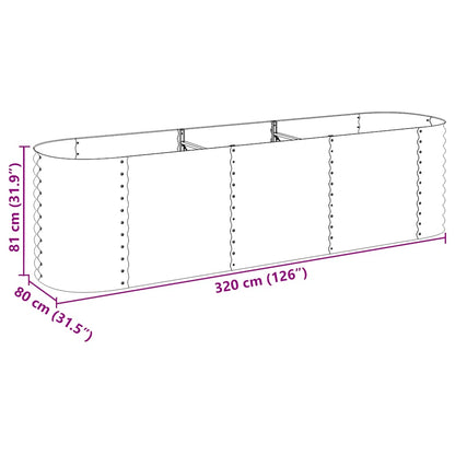 Garden Raised Bed | Silver | Galvanised Steel | 320 x 80 x 81 cm
