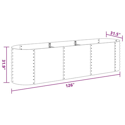 Garden Raised Bed | Silver | Galvanised Steel | 320 x 80 x 81 cm