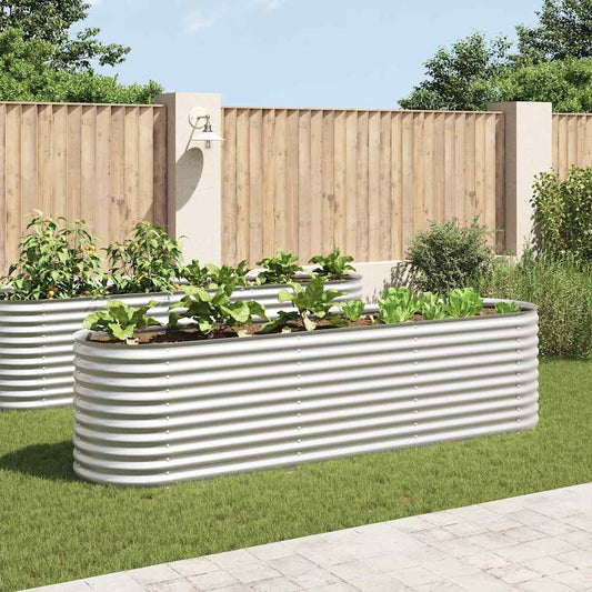 Garden Raised Bed | Silver | Galvanised Steel | 320 x 80 x 81 cm