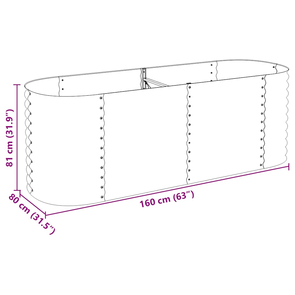 Garden Raised Bed | Silver | Galvanised steel | Large | Durable