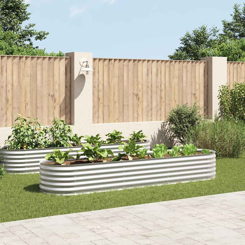 Garden Raised Bed 320x80x44 cm Galvanised Steel Silver