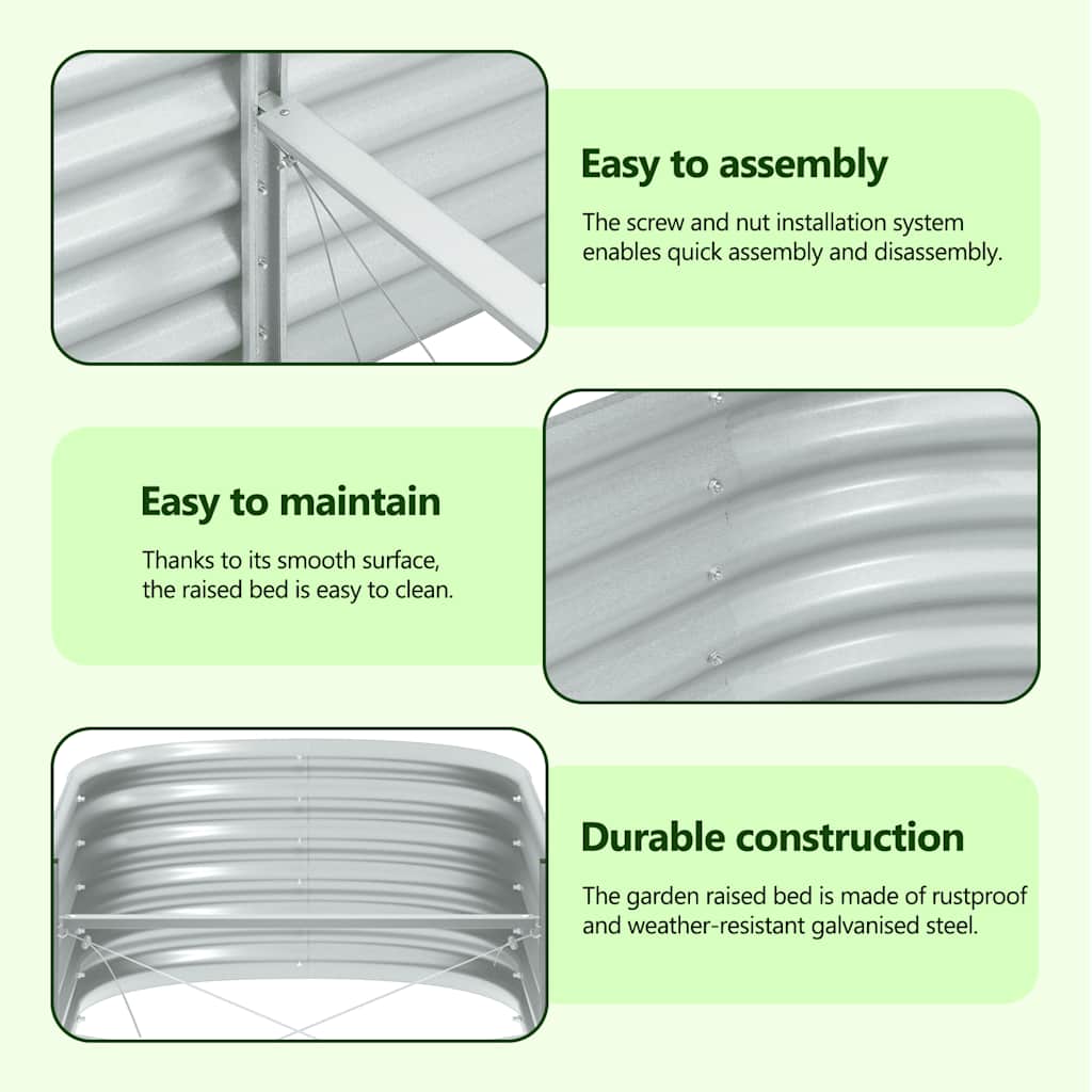 Garden Raised Bed | Silver | Galvanised Steel | Large | Durable