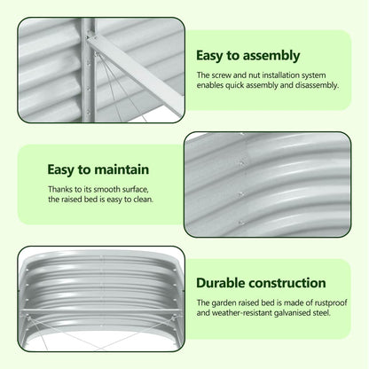 Garden Raised Bed | Silver | Galvanised Steel | Large | Durable