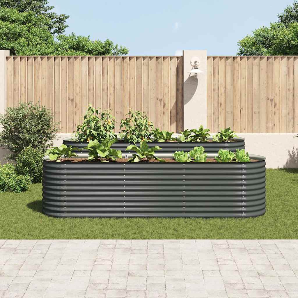 Garden Raised Bed | Grey | Galvanised Steel | 320x80x81 cm