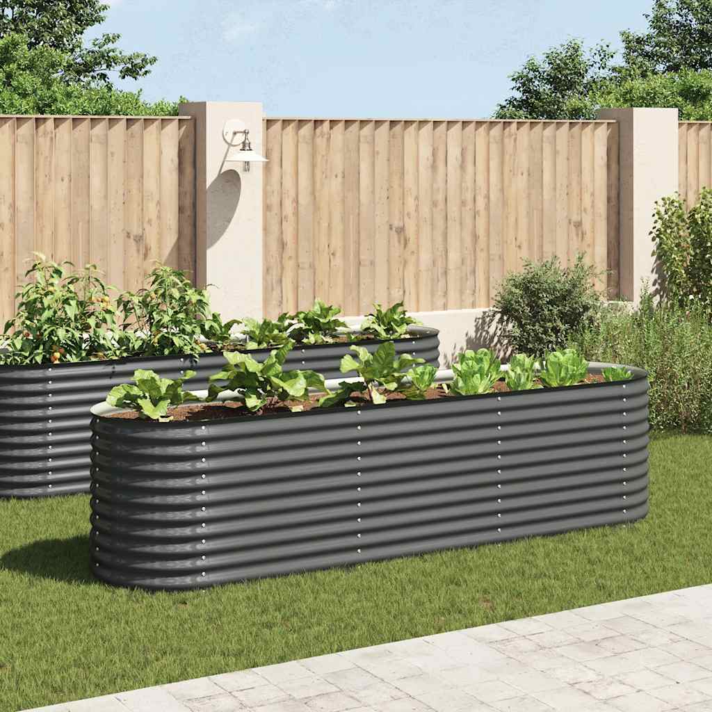 Garden Raised Bed | Grey | Galvanised Steel | 320x80x81 cm