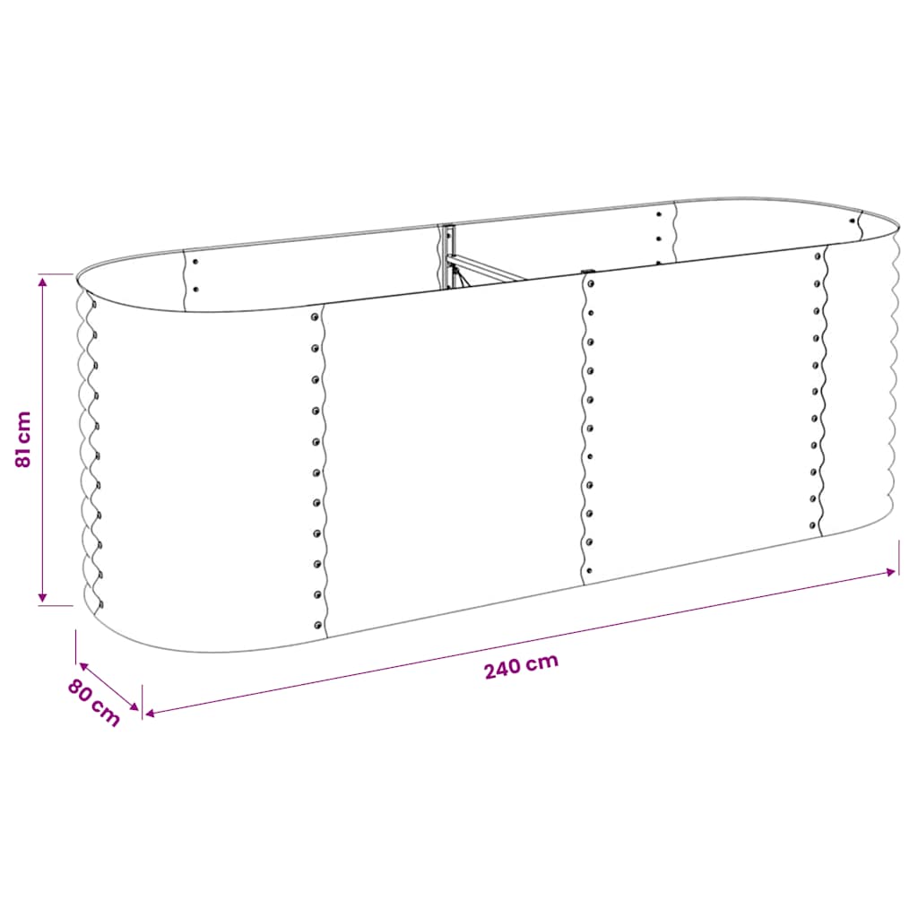 Garden Raised Bed 240x80x81 cm Galvanised Steel Grey