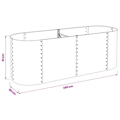 Garden Raised Bed 240x80x81 cm Galvanised Steel Grey