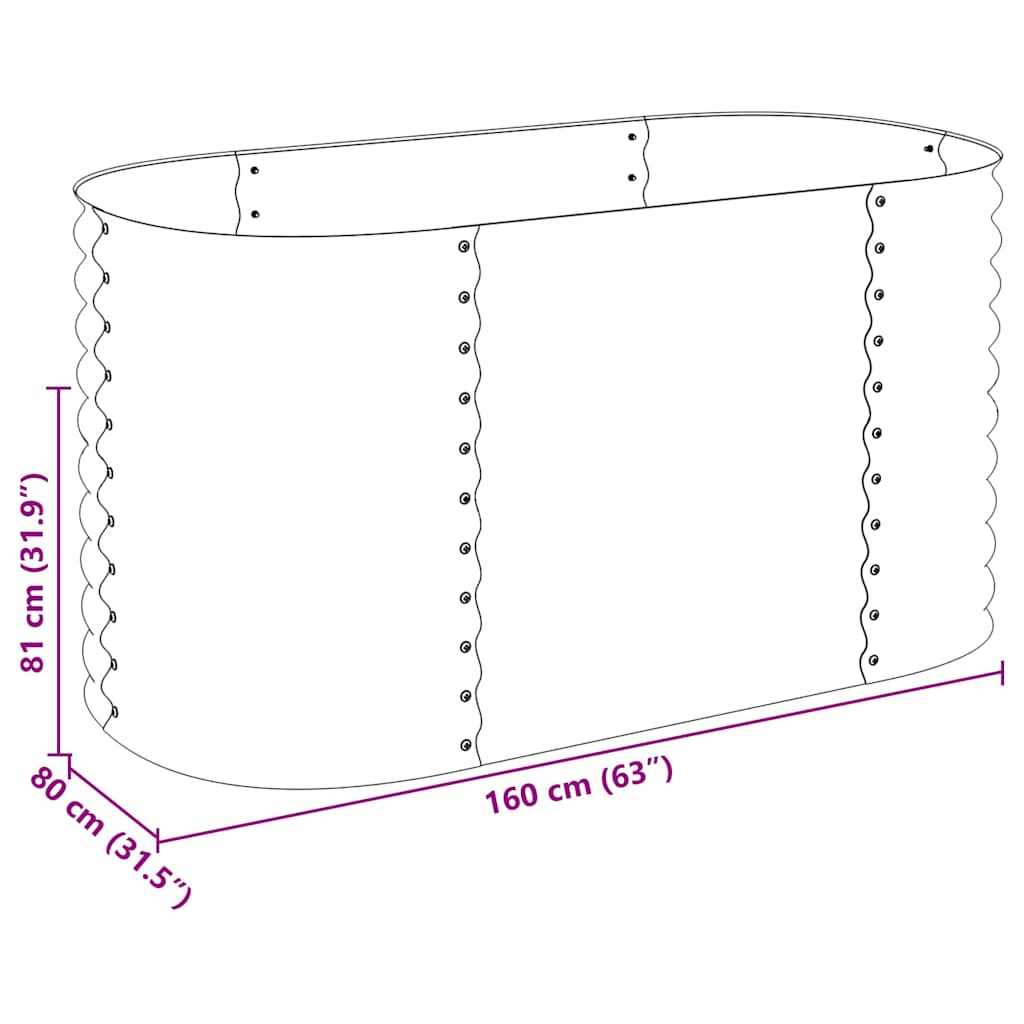 Garden Raised Bed | Grey | Galvanised Steel | 160x80x81 cm | Durable