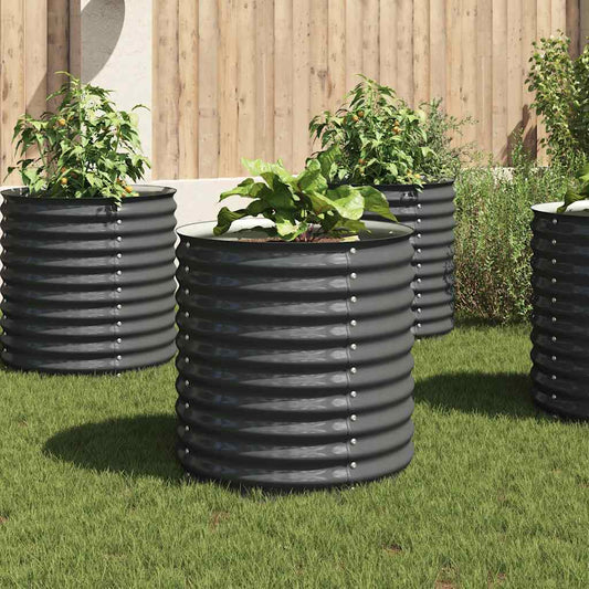 Garden Raised Bed 80x80x81 cm Galvanised Steel Grey