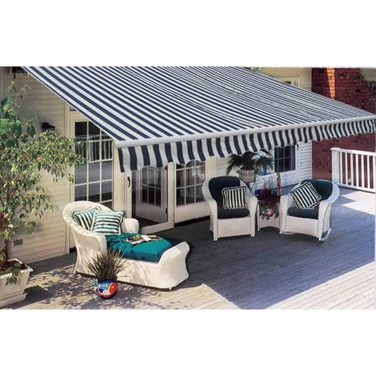 275552 vidaXL Folding Awning Manual Operated 300 cm Blue/White (143024+143036)