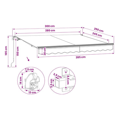 Folding Awning Manual Operated 300 cm Blue/White