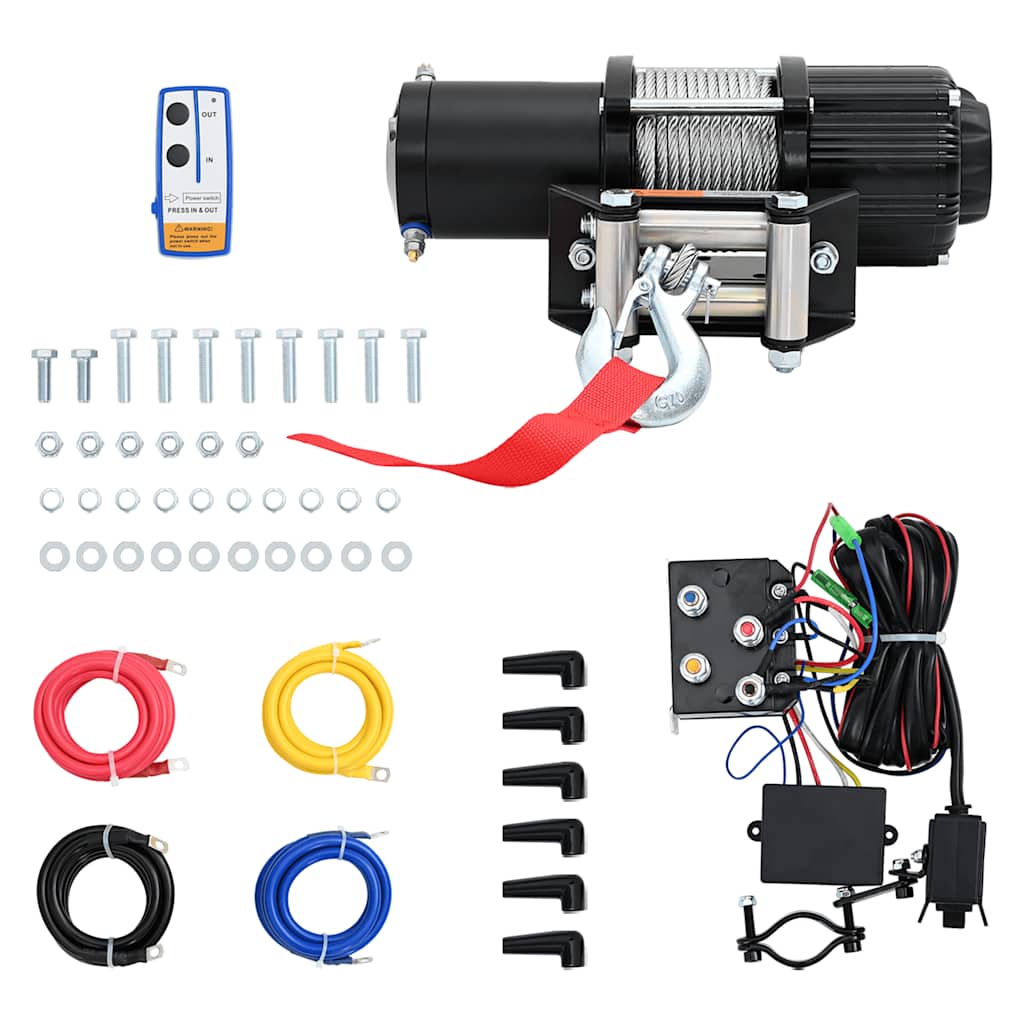 210447 vidaXL Electric Winch 12 V 4500 lbs 2040 kg with Remote Control