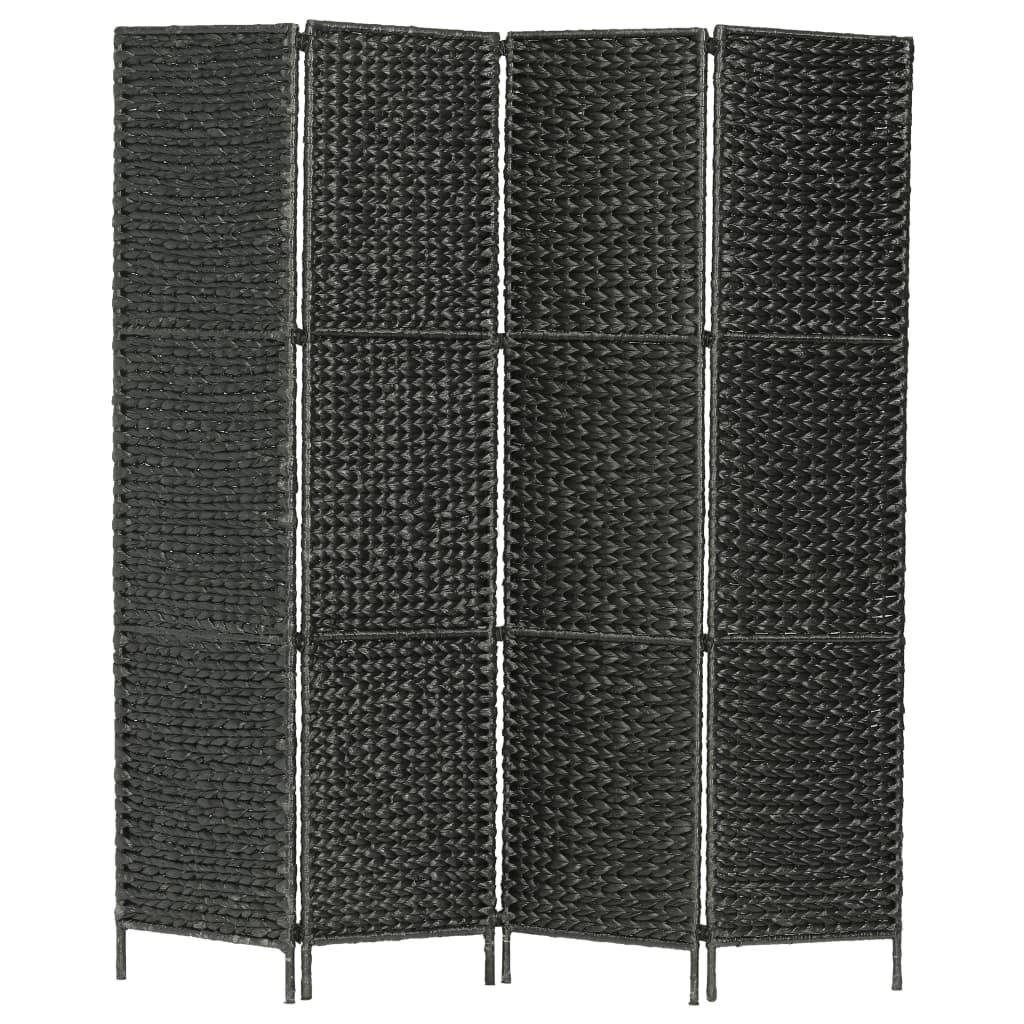 4-Panel Room Divider Black 154x160 cm Water Hyacinth