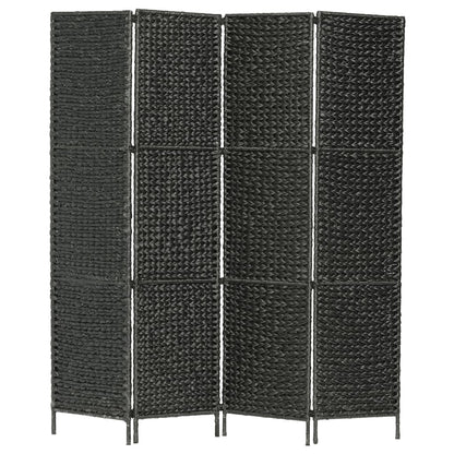 4-Panel Room Divider Black 154x160 cm Water Hyacinth