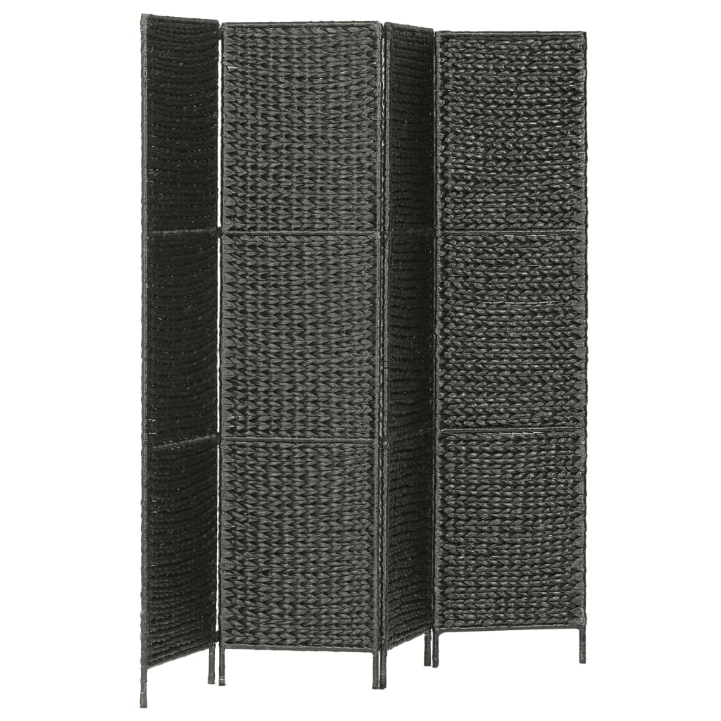 4-Panel Room Divider Black 154x160 cm Water Hyacinth