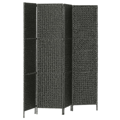 4-Panel Room Divider Black 154x160 cm Water Hyacinth