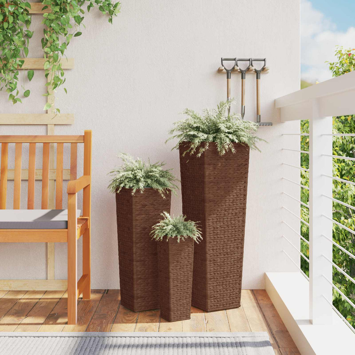 45569 vidaXL Raised Beds 3 pcs Water Hyacinth Dark Brown