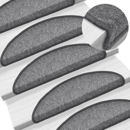 Stair Mats 15 pcs 56x17x3 cm Dark Grey Half Round