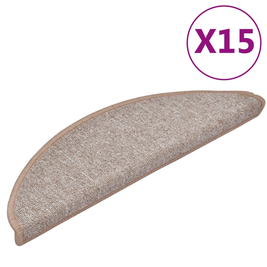 Stair Mats 15 pcs 56x17x3 cm Light Brown Half Round