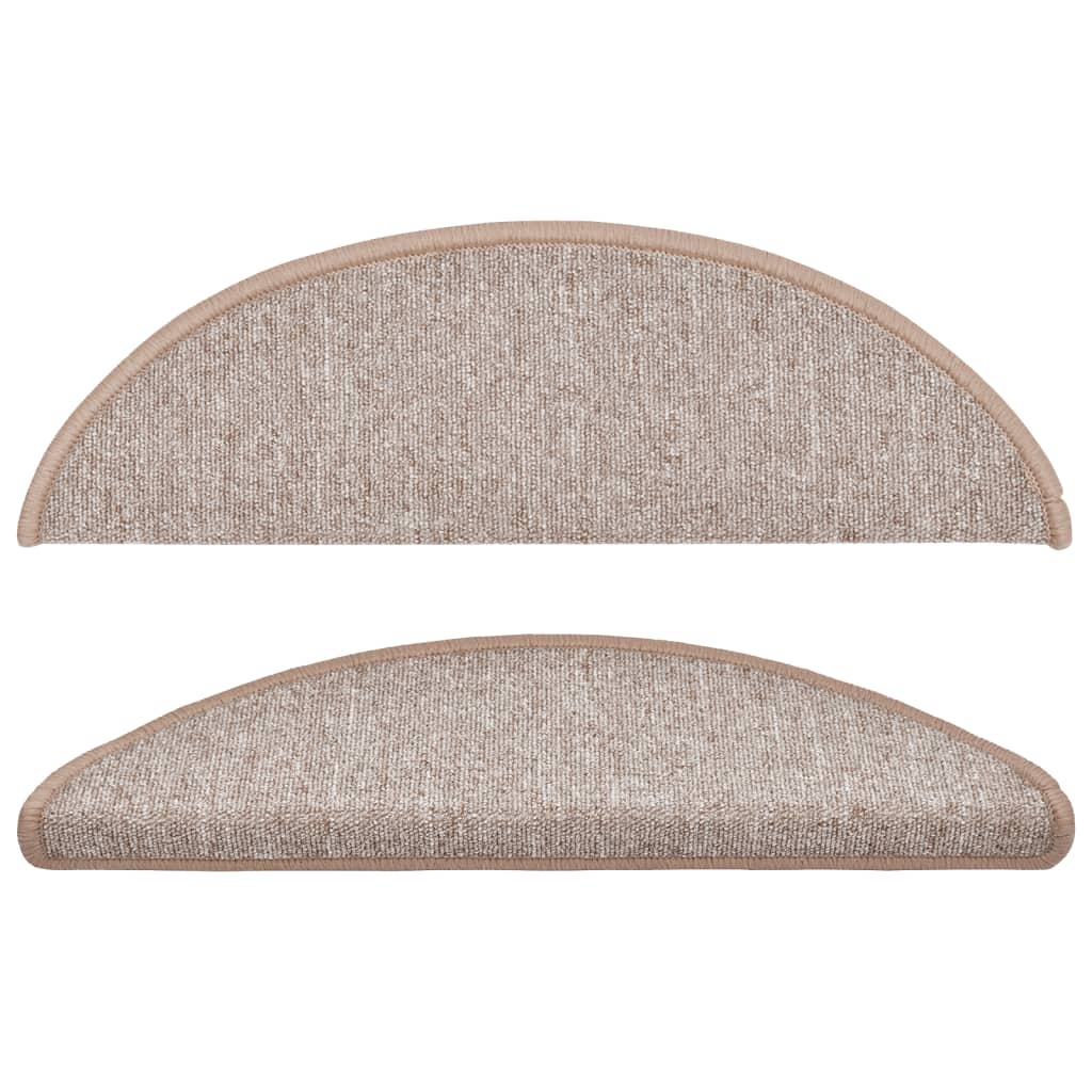 Stair Mats 15 pcs 56x17x3 cm Light Brown Half Round