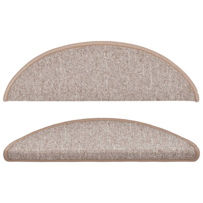 Stair Mats 15 pcs 56x17x3 cm Light Brown Half Round