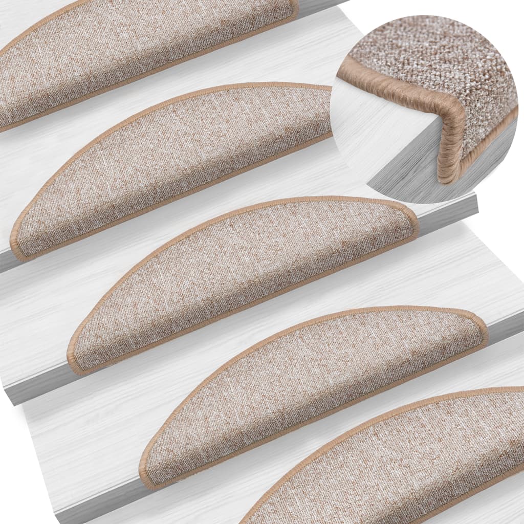 Stair Mats 15 pcs 56x17x3 cm Light Brown Half Round