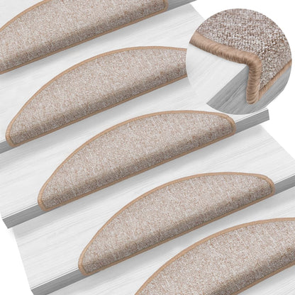 Stair Mats 15 pcs 56x17x3 cm Light Brown Half Round