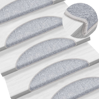Carpet Stair Treads 15 pcs Light Grey 56x17x3 cm