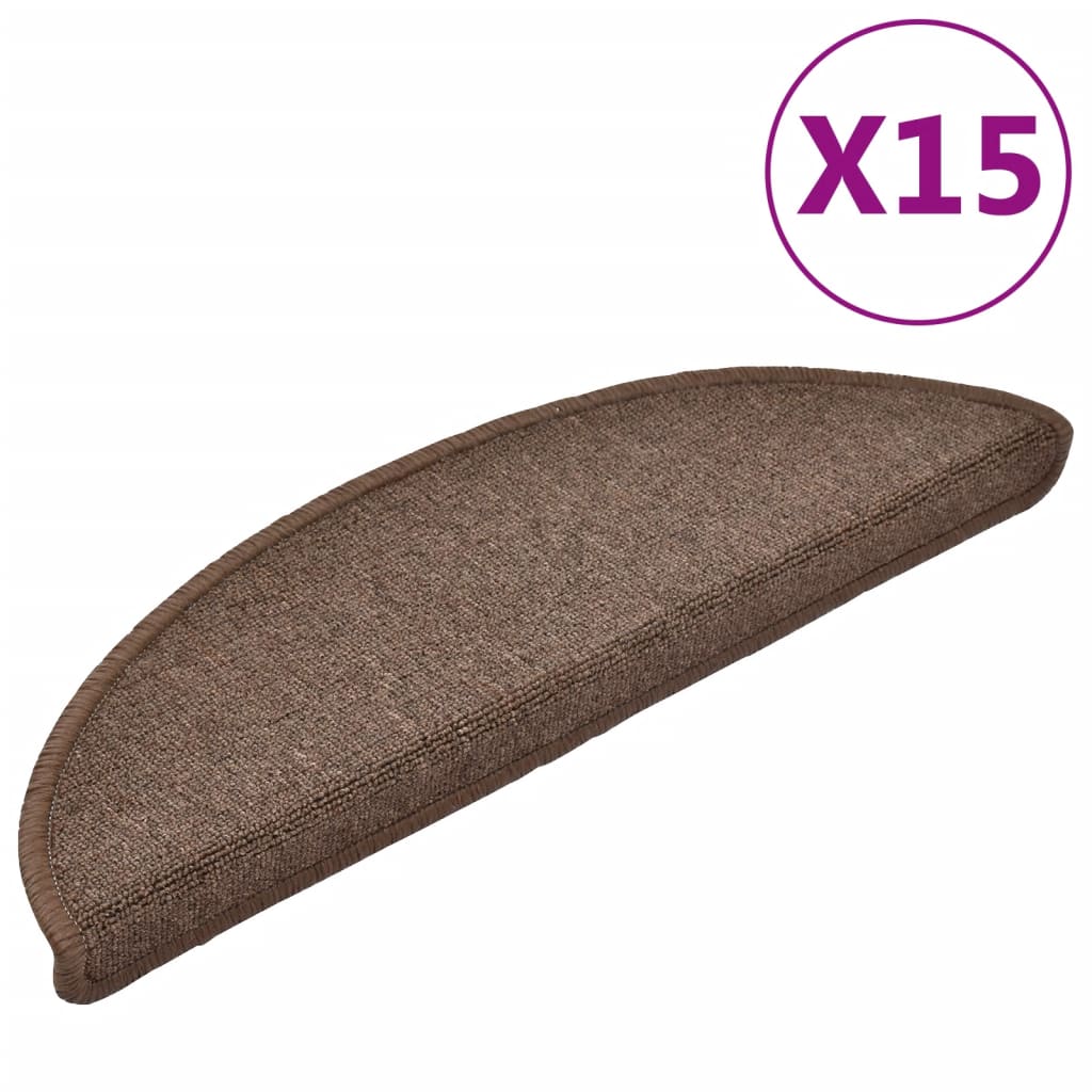 Stair Mats 15 pcs 56x17x3 cm Coffee Brown Half Round