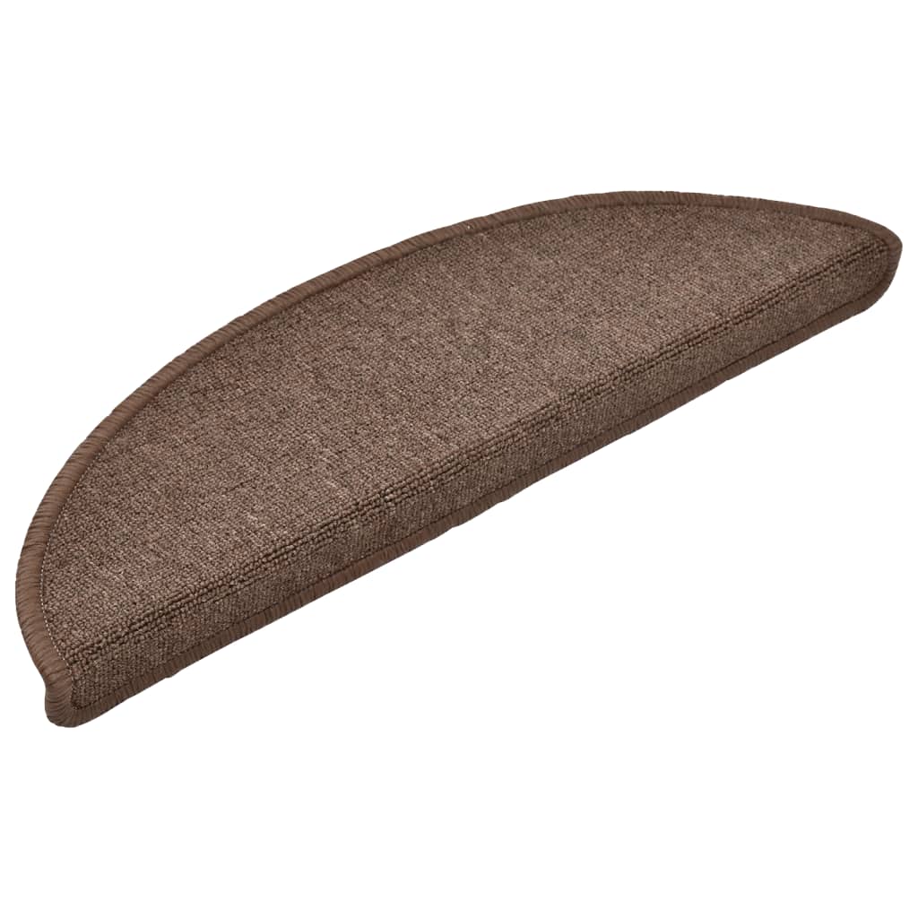 Stair Mats 15 pcs 56x17x3 cm Coffee Brown Half Round