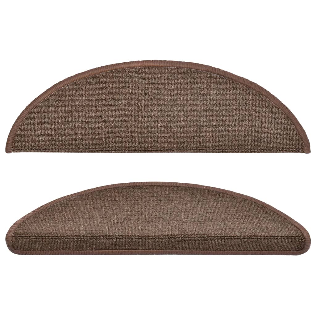 Stair Mats 15 pcs 56x17x3 cm Coffee Brown Half Round