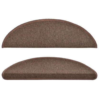 Stair Mats 15 pcs 56x17x3 cm Coffee Brown Half Round