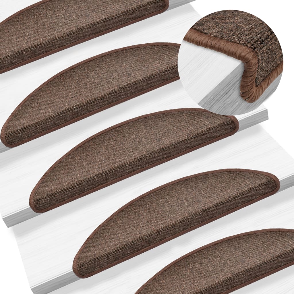 Stair Mats 15 pcs 56x17x3 cm Coffee Brown Half Round