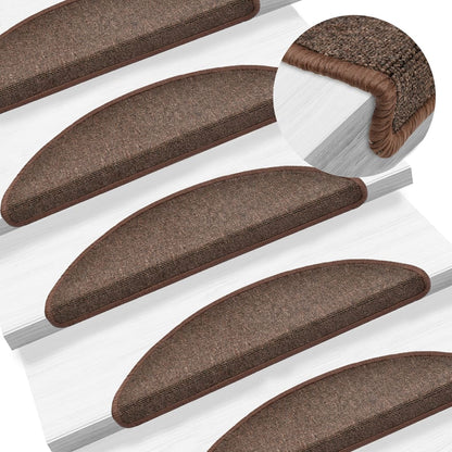 Stair Mats 15 pcs 56x17x3 cm Coffee Brown Half Round