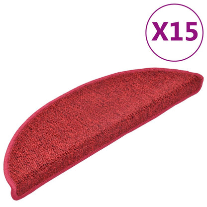 Stair Mats 15 pcs 56x17x3 cm Red Half Round