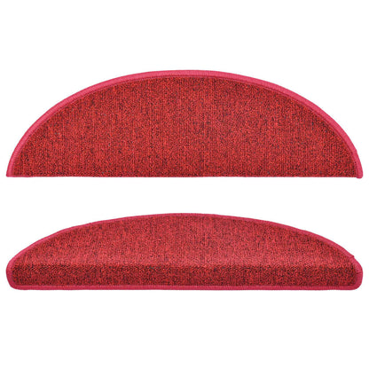 Stair Mats 15 pcs 56x17x3 cm Red Half Round
