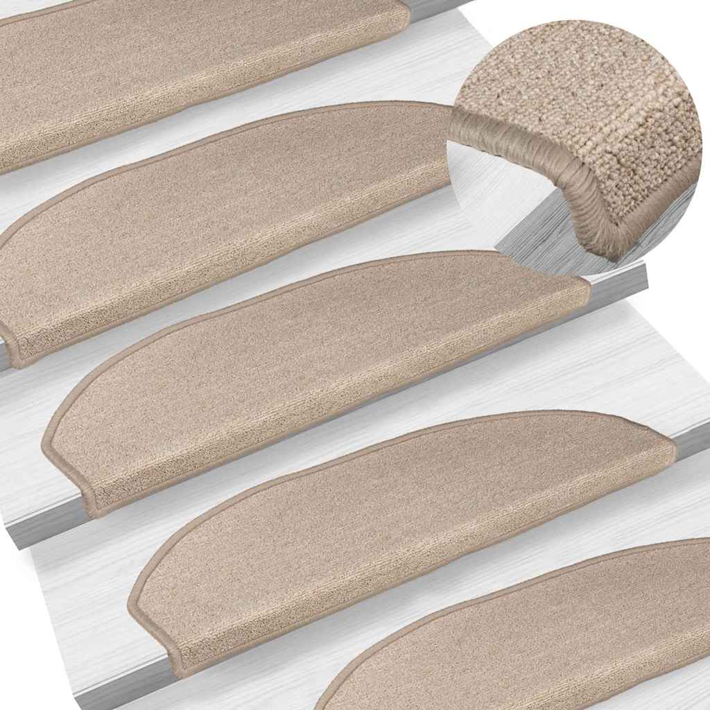 Stair Mats 15 pcs 56x17x3 cm Taupe Half Round