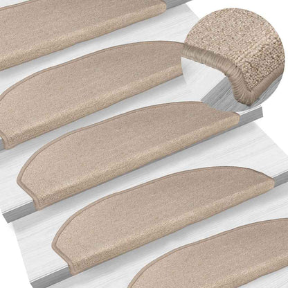Stair Mats 15 pcs 56x17x3 cm Taupe Half Round