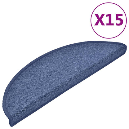 Stair Mats 15 pcs 56x17x3 cm Blue Half Round