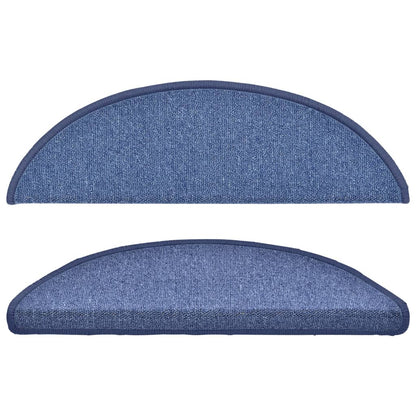 Stair Mats 15 pcs 56x17x3 cm Blue Half Round
