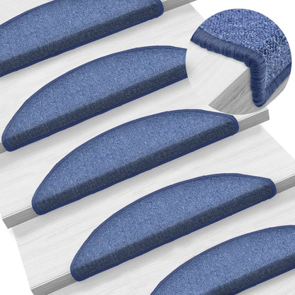 Stair Mats 15 pcs 56x17x3 cm Blue Half Round