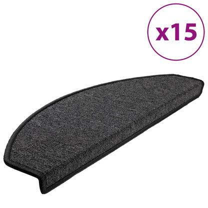 Stair Mats 15 pcs 65x24x4 cm Anthracite Half Round Large
